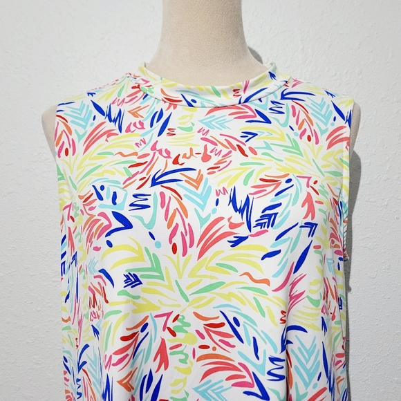 Lulu-B SPF-50 Women Sleeveless Dress Colorful Print Stretch Comfy Size Medium - Picture 3 of 13
